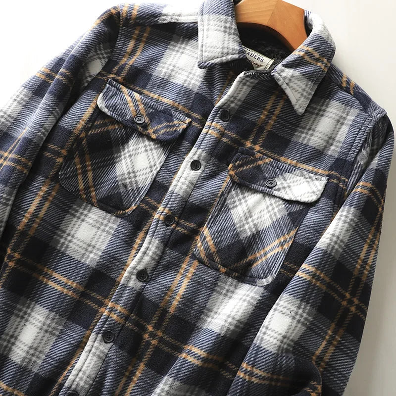 Mens Casual Plaid Shirt Jacket