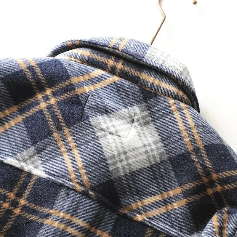 Mens Casual Plaid Shirt Jacket