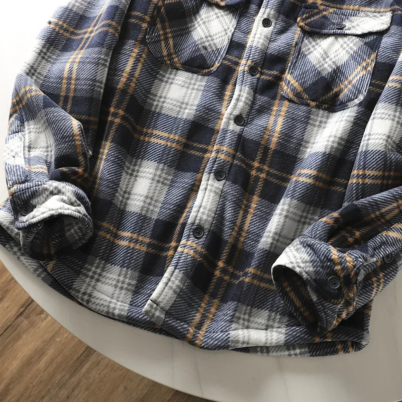 Mens Casual Plaid Shirt Jacket