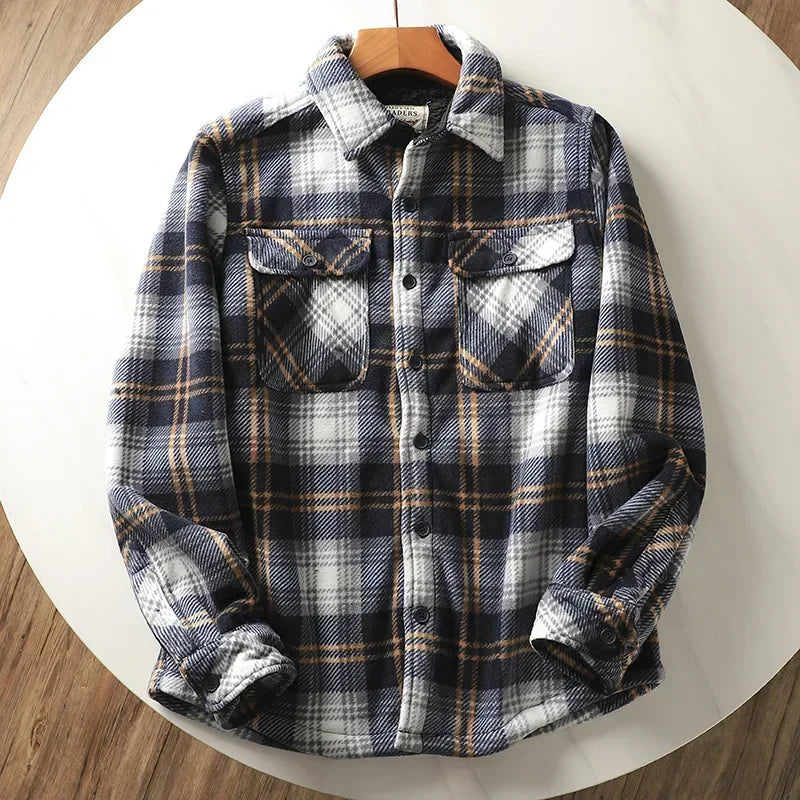 Mens Casual Plaid Shirt Jacket
