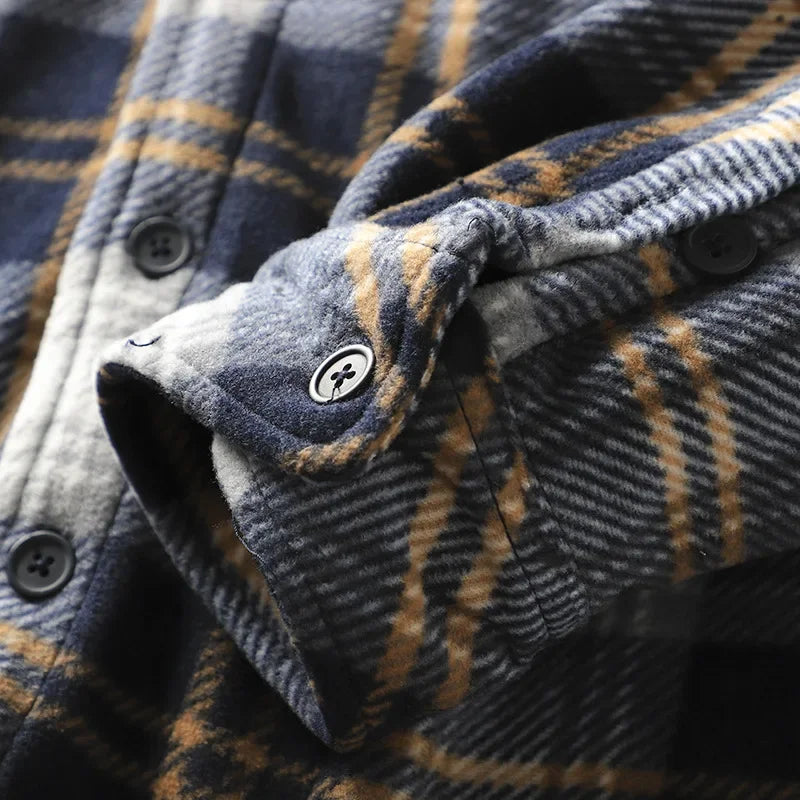 Mens Casual Plaid Shirt Jacket