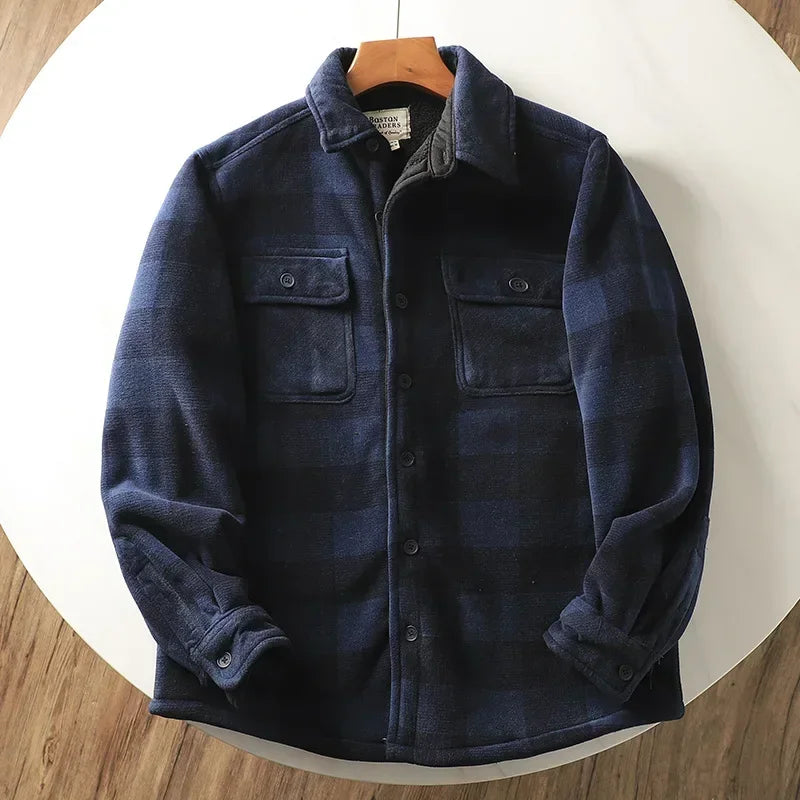 Mens Casual Plaid Shirt Jacket