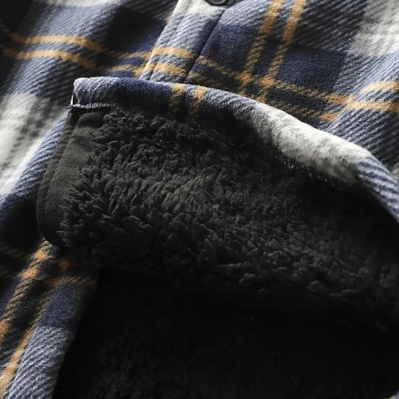 Mens Casual Plaid Shirt Jacket