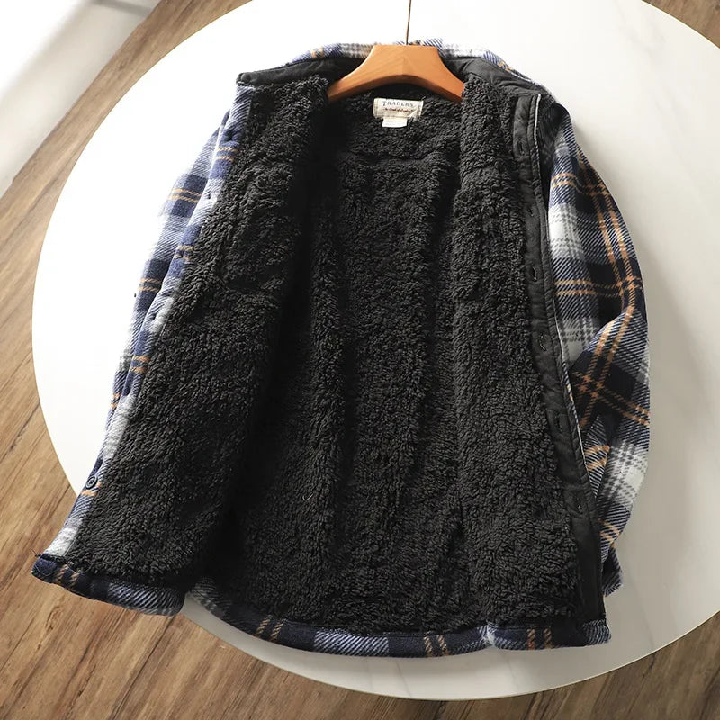 Mens Casual Plaid Shirt Jacket